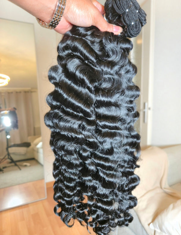 Raw Jet Black Burmese Curly