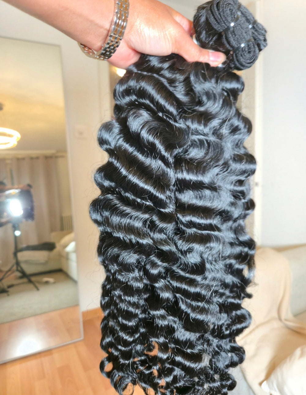 Raw Jet Black Burmese Curly